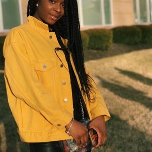 Bright Yellow oversized denim jacket!